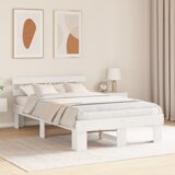 Bijeli krevetni okvir s uznasom 120x200 cm od masivnog drva borovine | shoptok.hr