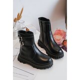 Boto Children's Leather Boots with Buckles Black Chloraia | Shoptok.si