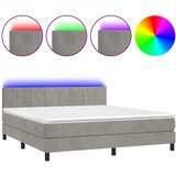  box spring s madracem LED svjetlosivi 180x200 cm baršun | shoptok.hr