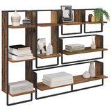  Set zidnih polica s policom 6 pcs Staro drvo 100 x 25 x 30 cm | shoptok.hr