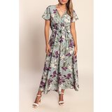 Fenzy Maxi Obleka S Cvetličnim Potiskom, Svetlo Olivna | Shoptok.si