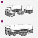  Set vanjskih sofa 8 pcs Crna i tamno siva Poliester - Crna sa stolom | shoptok.hr