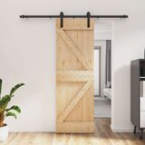  Klizna vrata Prirodna i crna 70 x 210 cm Čvrsta borovina | shoptok.hr