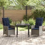  Set stola i stolica s jastukom 3 pcs Siva PE ratan | shoptok.hr