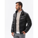 Ombre Men's winter quilted jacket with decorative zippers - black | Shoptok.si