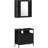 vidaXL 4-delni set kopalniškega pohištva črna hrastova inženirska lesa | Shoptok.si