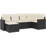  6-dijelni set vrtnih sofa s jastucima crni od poliratana | shoptok.hr