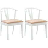  Stolac za blagovanje 2 pcs Bijela i smeđa Čvrsto drvo od gume | shoptok.hr