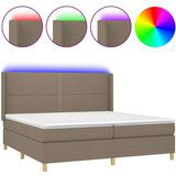  Box spring postelja z vzmetnico LED taupe 200x200 cm blago, (20898924) | Shoptok.si