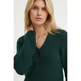 Marc O'Polo Bombažen pulover zelena barva, 406605960097