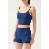 LOS OJOS Women's Navy Blue 2-layer Sports Shorts - Leggings with Shorts 2in1.
