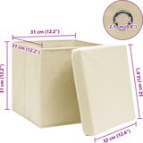  Kutije za pohranu s poklopcima 4 kom krem 32x32x32 cm tkanina | shoptok.hr