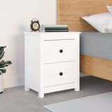 vidaXL Nočna omarica bela 50x35x61,5 cm trdna borovina | Shoptok.si