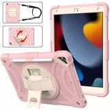 NIKCORP Ovitek za iPad 10.2 (9/8/7 Gen) s stojalom, ročajem in naramnim pasom, odporen na udarce, PC in TPU zaščita, roza barva, (5000139003) | Shoptok.si