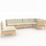 Maison Chic Seti vrtnega pohištva - Vrtna garnitura - Vrtni pohištvo set 6-delna s krem blazinami borovina, (21816397) | Shoptok.si