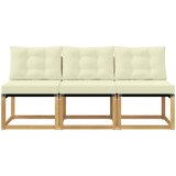 3 Komad Srednja sofa za van Masivno bagremovo drvo, Tekstilen | shoptok.hr