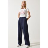  Women's Navy Blue Thin Striped Masculine Palazzo Pants | shoptok.hr