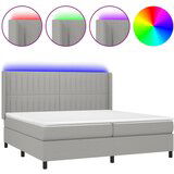Maison Chic Box spring postelja - Vzmetna postelja z vzmetnico LED sv. siva 200x200 cm blago SL2568, (21902395) | Shoptok.si