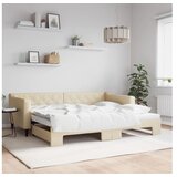 vidaXL Dnevni krevet na razvlačenje krem 90 x 200 cm od tkanine | shoptok.hr