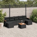  8-dijelni set vrtnih sofa od poliratana s jastucima crni | shoptok.hr