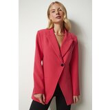 Happiness İstanbul Women's Pink Double Breasted Collar One-Button Blazer Jacket Cene