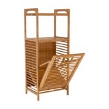 Kondela Košara za perilo, naravni bambus/siva, KERI NEW | Shoptok.si