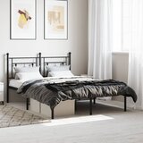 Maison Chic Kovinski Posteljni okvir - Dvoposteljna postelja - Zakonska postelja z vzglavjem črn 140x190 cm, (21692407) | Shoptok.si