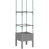 Furnova Cvetlično korito z oporno mrežo svetlo sivo 40x40x142,5 cm PP, (21921409) | Shoptok.si