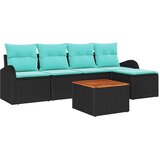 vidaXL Vrtna sedežna garnitura 6 pcs Črna in turkizna, (5000020102) | Shoptok.si