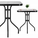 springos stakleni kvadratni vrtni stol, crni 60 x 60 cm | shoptok.hr