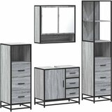 vidaXL 4-dijelni set kupaonskog namještaja siva boja hrasta drveni | shoptok.hr
