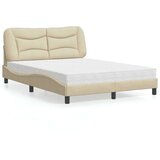  Postelja z vzmetnico krem 120x200 cm blago | Shoptok.si