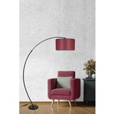 Opviq Mısra siyah lambader silindir Hasır bordo abajurlu claret red floor lamp