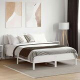 vidaXL Posteljni okvir brez vzmetnice bel 135x190 cm trdna borovina | Shoptok.si