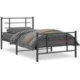  Metalni okvir kreveta uzglavlje i podnožje crni 107x203 cm | shoptok.hr