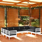  Vrtna sedežna garnitura 9-delna z blazinami bela borovina, (20972215) Cene