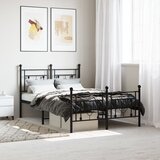 Maison Chic Kovinski Posteljni okvir - Dvoposteljna postelja - Zakonska postelja z vzglavjem in vznožjem črn 120x200 cm, (21696421) | Shoptok.si
