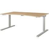 mauser Zaobljena pravokotna miza, noga v obliki črke C, širina 1600 mm, plošča imitacija javorja, ogrodje aluminijaste barve | Shoptok.si