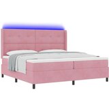 Box Spring postelja z vzmetnico in LED roza 200x200 cm žamet, (22049556) | Shoptok.si