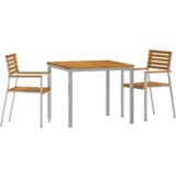 vidaXL Set za objedovanje u vrtu od 3 dijela Masivno drvo akacije, Vanjski stol 90x90x74,5 cm Masivno drvo akacije, Staklena vrtna stolica 2 kom. Masivno drvo akacije i čelik | shoptok.hr
