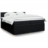 vidaXL Box spring postelja z vzmetnico črn 200x200 cm blago | Shoptok.si