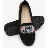 Resti Openwork black women's moccasins with decorative crystals Cizzas | ePonuda.com