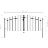  Dvostruka vrata za ogradu s kopljima na vrhu 300 x 150 cm | shoptok.hr