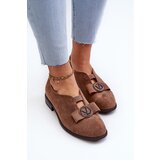 Boto Women's faux suede low heel pumps with decoration brown Hadiena | ePonuda.com
