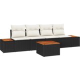 vidaXL set sofe za vrt s jastučićima, crni poli ratan, akacija | shoptok.hr