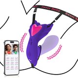 SuperLove Wearable G-Spot Panty Vibrator with Remote & App Purple Cene
