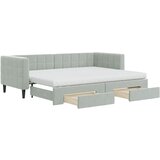 vidaXL Izvlečna dnevna postelja s predali svetlo siva 80x200 cm žamet, (20937420) | Shoptok.si