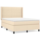 vidaXL Box spring postelja z vzmetnico krem 140x190 cm blago, (20893797) | Shoptok.si