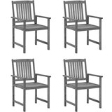 Maison Chic Vrtni stoli - Stol za vrt z blazinami 4 kosi sivi trden akacijev les JS2276, (21876770) | Shoptok.si