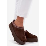Boto Low Women's Snow Boots with Embroidery on Platform Chocolate Narirya | Shoptok.si